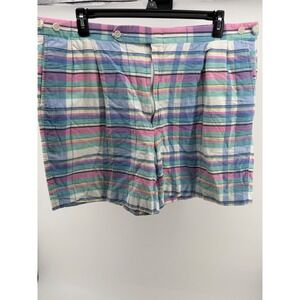 Vintage Wedge & Wood India Madras Plaid Pleated Shorts Mens 42 Golf Preppy USA